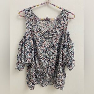 Top, Floral, Cold Shoulder, Freshman 1996, Small